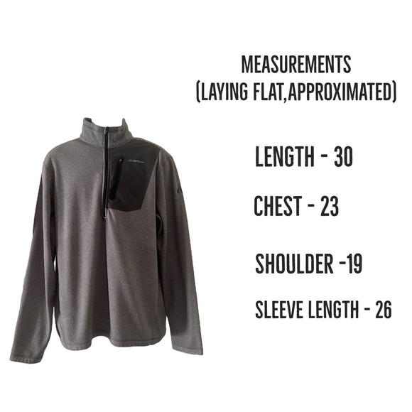 Eddie Bauer Jacket Coat Gray Pockets Mock Neck Half Zipper Longsleeve Men’s Sz L - Picture 5 of 5